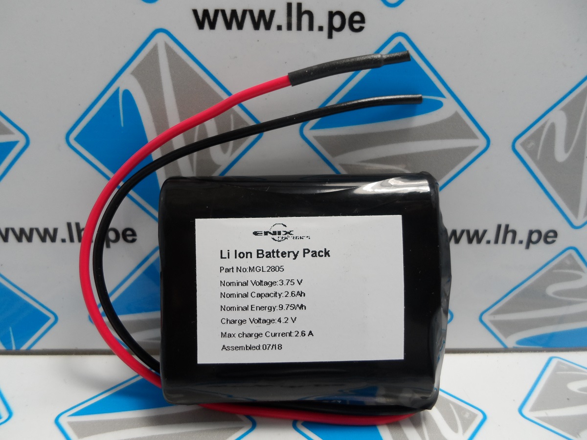 800042 MGL2805       800042 -  Rechargeable Battery, Battery Pack, Single Cell, 3.75 V, Lithium Ion, 2.6 Ah, Wire Leads